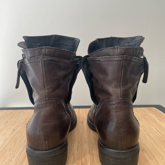 Vera Wang Ozita Leather Layered Brown Moto Boots Women’s Size 6.5 - Picture 7 of 15